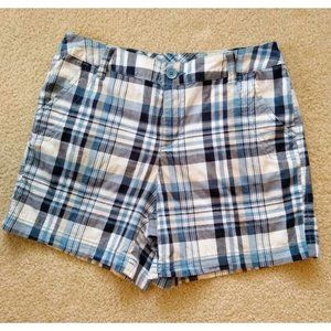 St. John's Bay Plaid Shorts for Women Size 8 Blue Burmuda